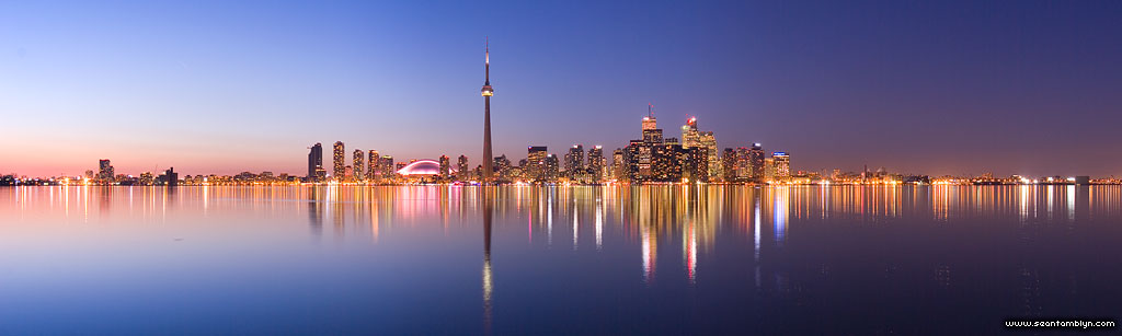Toronto skyline at night panorama, Centre Island, Toronto Islands