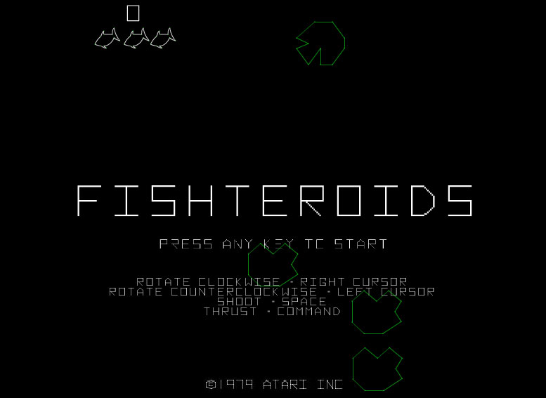 Fishteroids! title screen shot, Sean Tamblyn visual application development