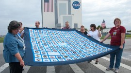 Quilt of all space shuttle mission patches, Kennedy Space Centre, Florida